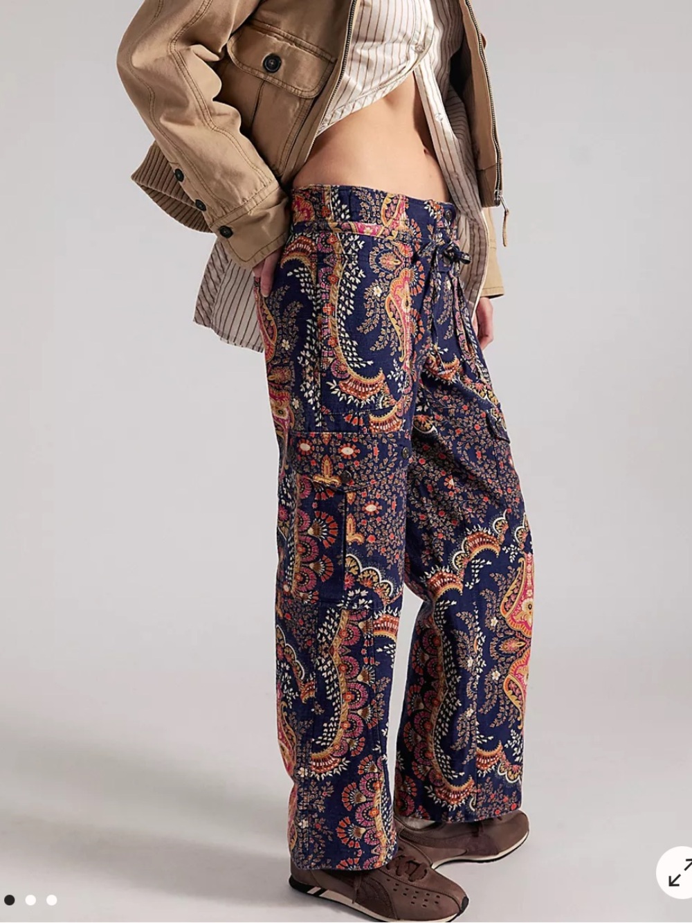 We The Free People Park Ave Printed Pull-On Cargo Pants M